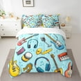 thumbnail image 2 of Manfei Kawaii Blue Headphones Bedding Comforter Set 7-Piece for Kids, Cartoon Musical Note King Bedding Sets, Music Lover Bed Sheets, Microfiber Bedroom Decor, 2 of 7