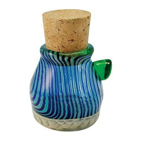 Tone Multicolored Glass - Multicolored Glass Jar w/ Stripes & Bubbles - Includes Cork - 3.75'