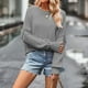 thumbnail image 1 of Suéter de cuello redondo para mujer, moda, suelto, talla grande, color, manga larga, tops, suéter para mujer, 1 of 4