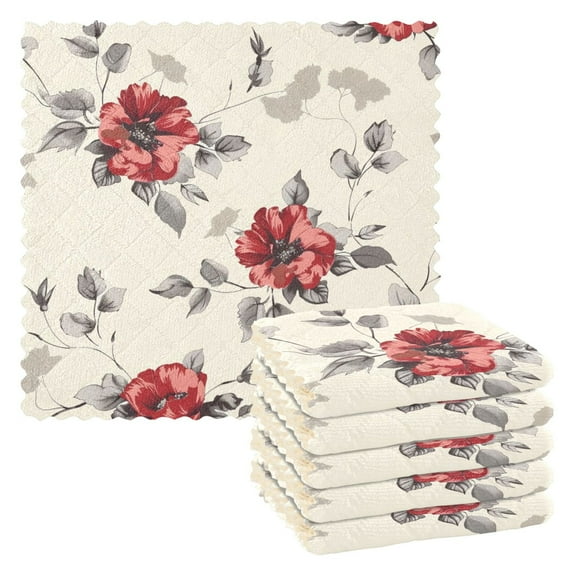 6 Packs Watercolor Floral Flower Kitchen Dish Towels Soft Absorbent Dish Cloths 11"x11"