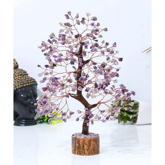 Amethyst Crystal Tree Positive Energy - Real Natural Amethyst Crystals Handmade Gemstone Feng Shui Tree of Life Decor Healing Stones Bonsai for Home Office Décor