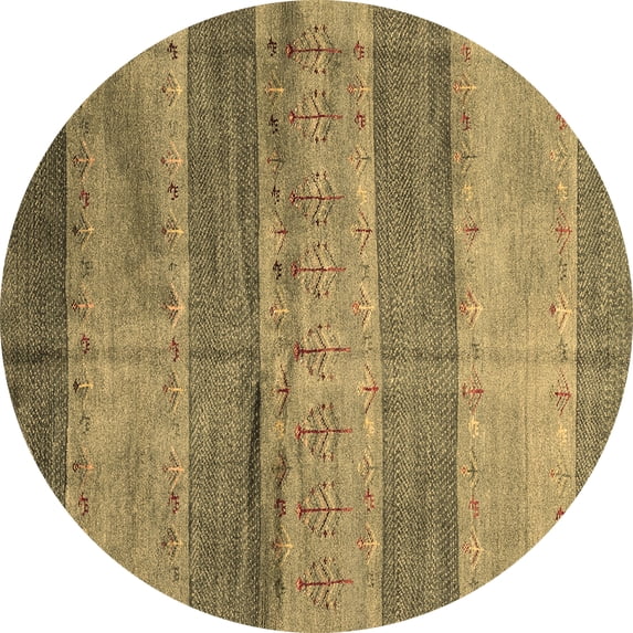 Ahgly Company Indoor Round Abstract Brown Contemporary Area Rugs, 5' Round