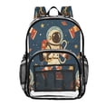 thumbnail image 6 of Iauyy Clear Backpack Heavy Duty PVC Transparent Backpack for College Workplace, Retro Astro Space, 6 of 8