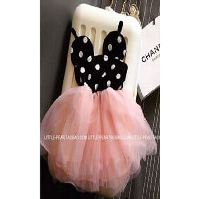Faithtur Robe d'Été pour Petites Filles, Imprimé à Pois, Robe Mignonne à Bretelles Ajustée, Robe TuTu en Maille Multi-Couches Style Princesse