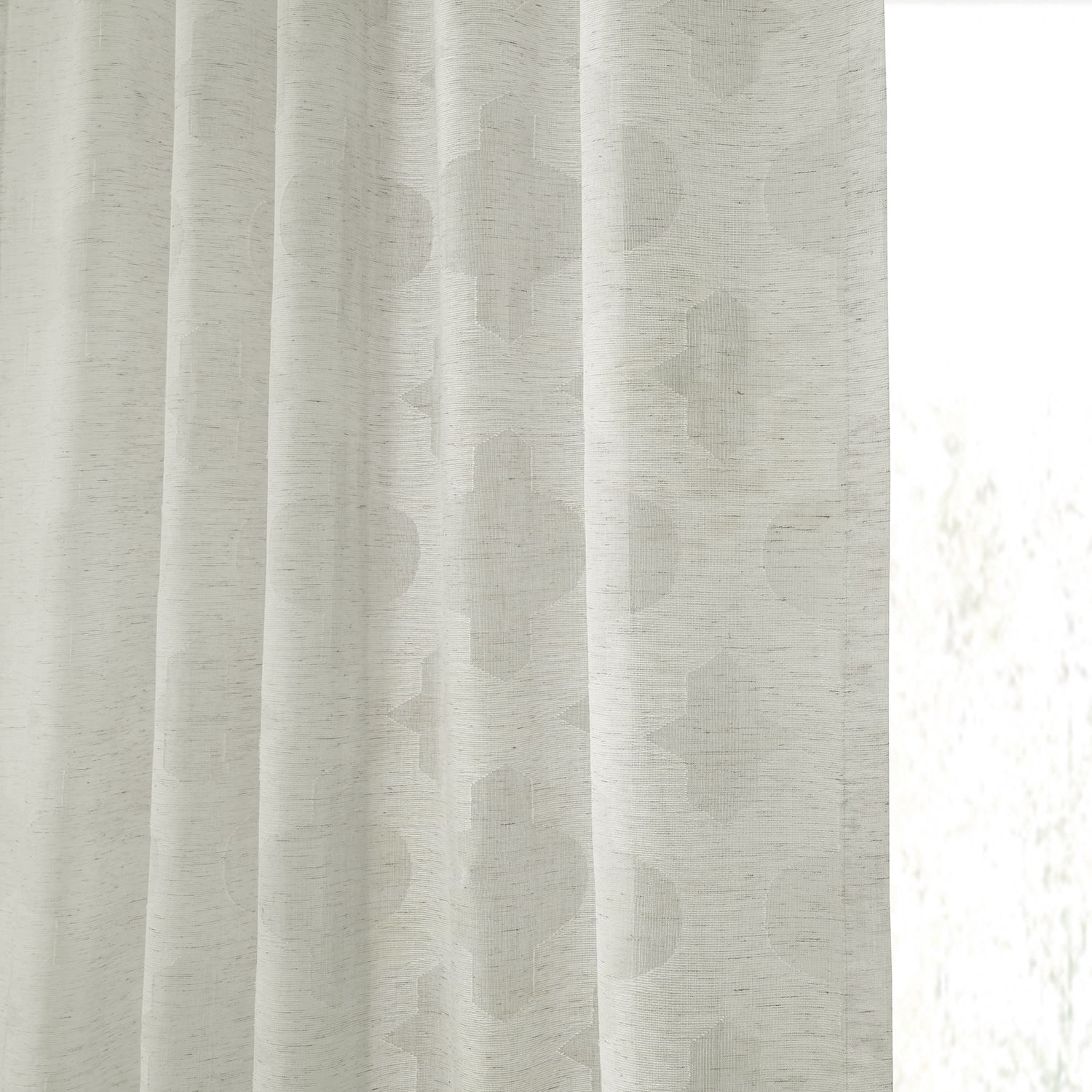 Calais Tile Patterned Faux Linen Sheer Curtain (1 Panel), Calais Tile, 50W X 84L