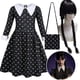 thumbnail image 1 of Vestido de miércoles Addams para niñas, vestido de fiesta de Cosplay + bolso + pelucas/vestido + bolso/pelucas, disfraces de disfraces de 4 a 10 años, 1 of 2