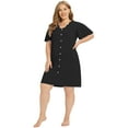 thumbnail image 2 of WBQ Women's Plus Size Nightgown Flutter Sleeves Sleep Shirt Lace V Neck Night Shirt Soft Sleep Dress, 2 of 6