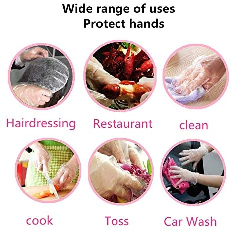 GIVIMO 500 PCS Plastic Disposable Gloves, Transparent, One Size Fits Most