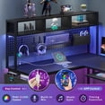 thumbnail image 5 of Reversible Computer Desk with LED Strips&Power Outlets, L-Shaped Office Desk with Storage Shelf/Pegboard for Bedroom, Writing Desk for Home Study, Black, 5 of 9