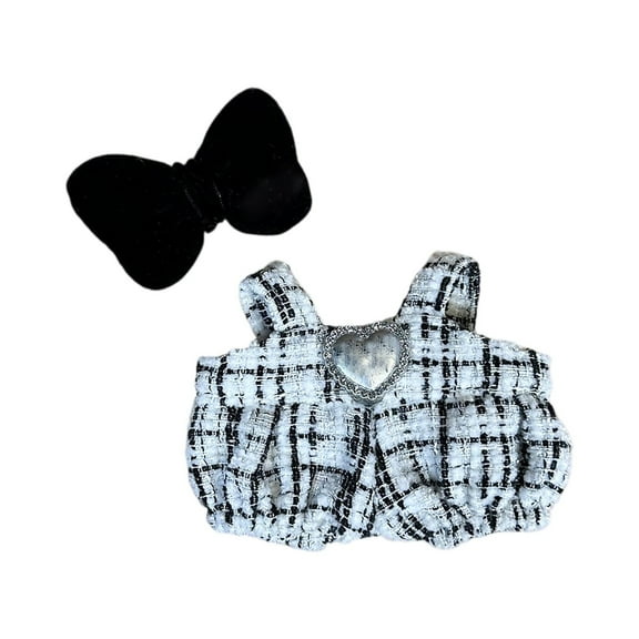Doll Clothes For 17Cm Sitting Party Dolls - Black Overalls With Accessories, Plaid Dress With Bow Hair Clip - For Collectors, Doll Enthusiasts, ' Playtime
