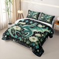 thumbnail image 3 of Feelyou Ink Dragon Twin Quilt Set for Boys Girls, Vintage Garden Animal Twin Coverlet Set, Teal, 2-Piece, 3 of 7