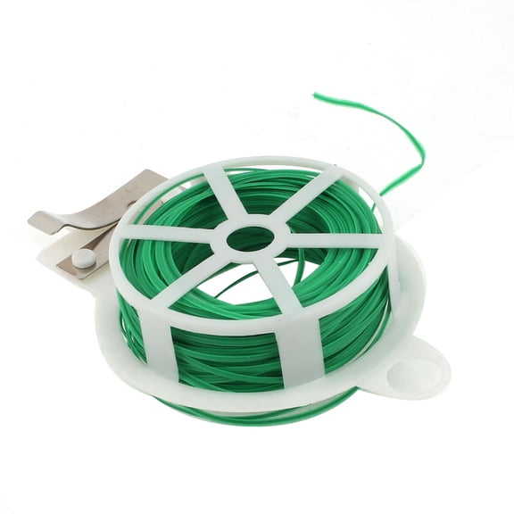 Uxcell 1 Pcs 98Ft Thin Plastic Metal Green Twist Tie Reel Plant Tie-Line Spool Green for Home Garden