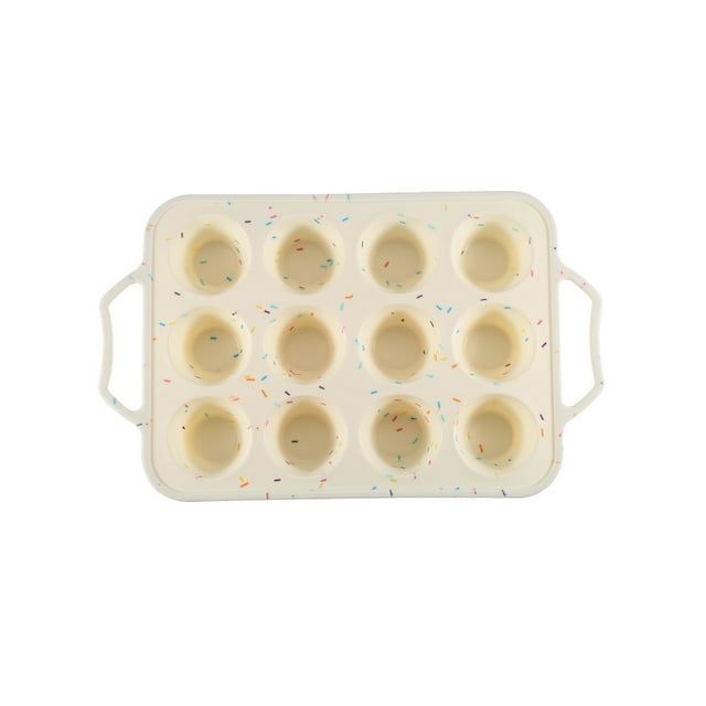 Inteprter Bandeja de silicona para magdalenas de 12 tazas, moldes antiadherentes para magdalenas, bandeja para magdalenas para hornear, molde de silicona Herramientas y accesorios para hornear Inteprter HA034510-00