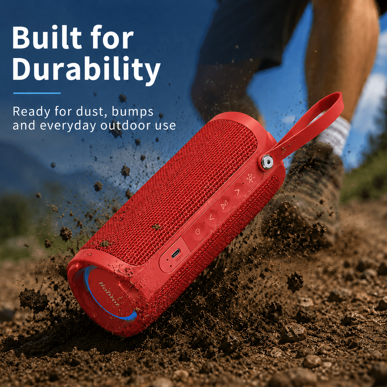 Portable Bluetooth Speaker RGB IPX6 Waterproof, 15W Loud Sound, Deep Bass, Bluetooth 5.3 Wireless Stereo Pairing 15H Playtime, for Home/Outdoor/Party/Beach, Birthday Gift (Red)
