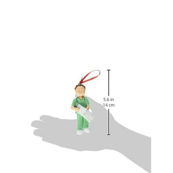Ornament Central OC-230-MBR Male Scrubs Nurse Christmas Ornament, 4-1/4-Inch, Brown