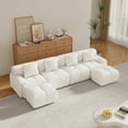 thumbnail image 3 of 135.4" Modular Sectional Sofa with Movable Ottoman, 4-Seater Boneless Couch with Pillows, U Shaped Cloud Tufted Couch for Living Room, No Assembly, Ivory, 3 of 8