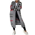 thumbnail image 2 of 2023 Winter Womens Sweater Coat Sweater Cardigan for Women Fashion Striped Print Loose Long Coat Fall Open Front Long Sleeve Soft Knit Sweater Outerwear with Pocket Up to 65% off, 2 of 6