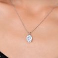 thumbnail image 3 of Gem Stone King 14K White Gold White Zirconia Pendant Necklace for Women | 4.27 Cttw | Gemstone Birthstone | Oval 10X8MM | With 18 inch Chain, 3 of 6