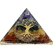 7 Chakra Crystal Orgone Pyramid, Organite Pyramid Tree of Life (Big)