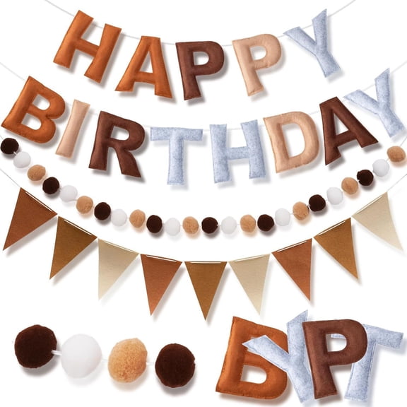 FDEEOM Happy Birthday Decorations Felt Ball Garland Happy Birthday Banner - Rainbow Decorations Decor Party Pennant for Adults, PetsParty Backdrop, Wall Decor for Celebrations