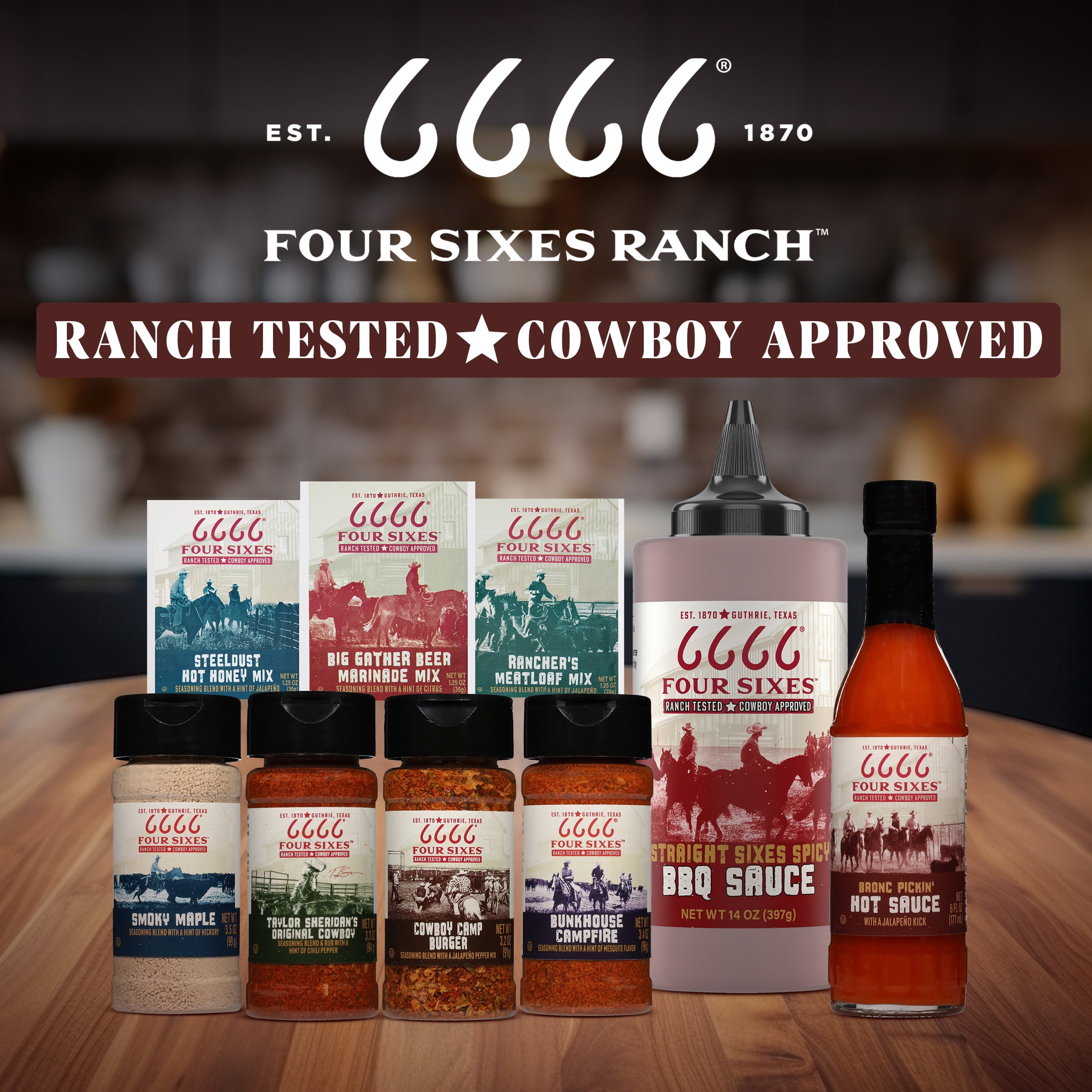 Four Sixes Cowboy Camp Burger Seasoning Blend with Jalapeno Pepper Mix, 5.75 oz Bottle