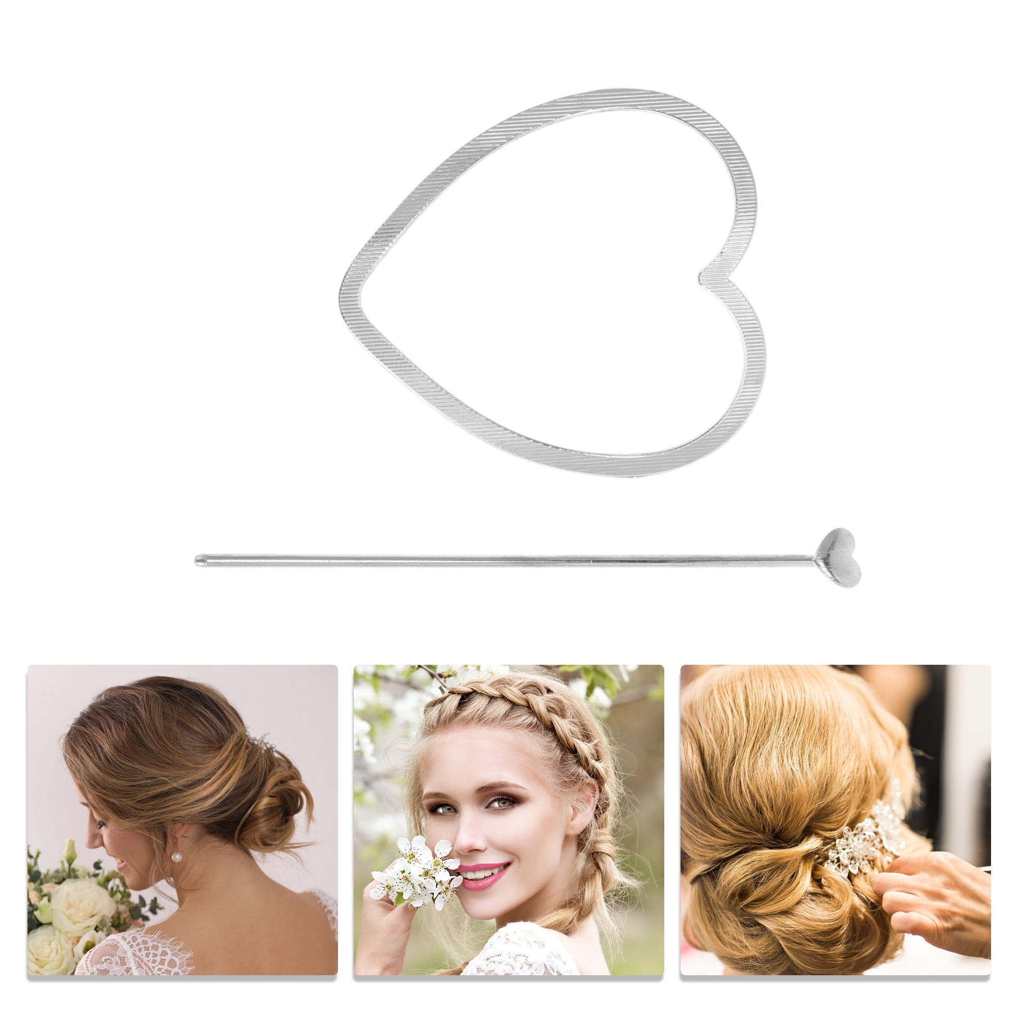Unique Bargains Comfortable No Slip Semicircle Hair Chopstick for Women 1 Pc Silver Tone