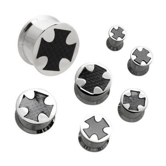 Surgical Steel Internally Threaded Plug W/ Carbon Fiber Cross