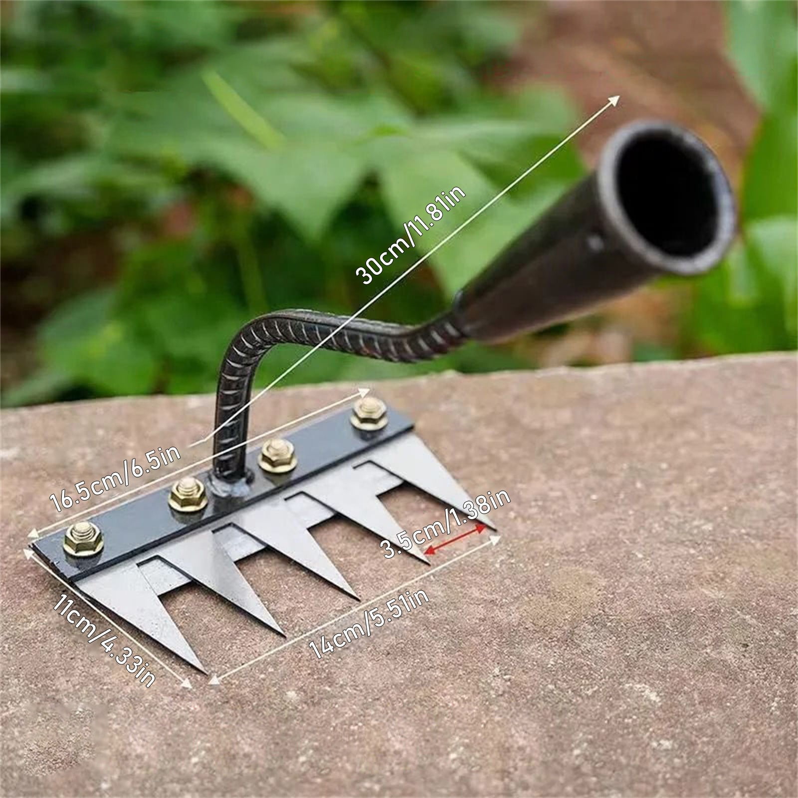 WMGHA Iron Rake - 2025 New Heavy-Duty Weed Rake for Gardening,Lawn Care & Dethatchin,5/6/7/8 Teeth Carbon Steel Detachable Weeding Tool Durable & Lightweight Yard Equipment(no wooden handle)