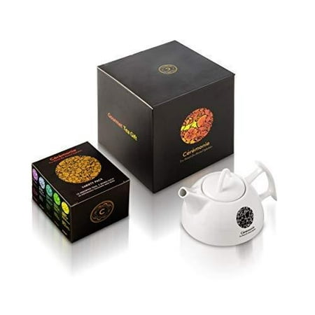 Tea with Love Gift Set & Gourmet Variety Sampler, by Ceremonie Tea. PERFECT FOR MOTHERS DAY. Organized in 10 Assorted Sample Flavors, 2 Each Mini Cube Tea Bags and Beautiful Porcelain Tea