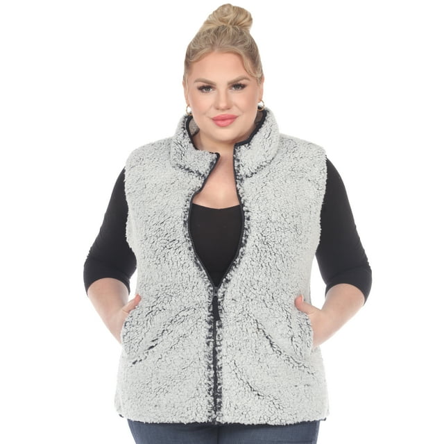 White Mark Veste Sherpa à Fermeture Éclair pour Femme