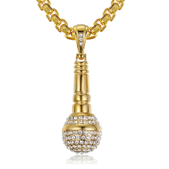 Collar con colgante de micrófono, collar con personalidad de moda Hip Hop para hombre
