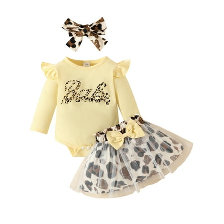 

Infant Baby Girls Princess Tutu Dress Clothes Set Ruffle Long Sleeve Letter Print Romper Bow Tulle Sweet Cute Birthday Dress