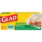Fold-Top Sandwich Bags 6.5" x 5.5", Clear, 180/Box, 12 Boxes/Carton