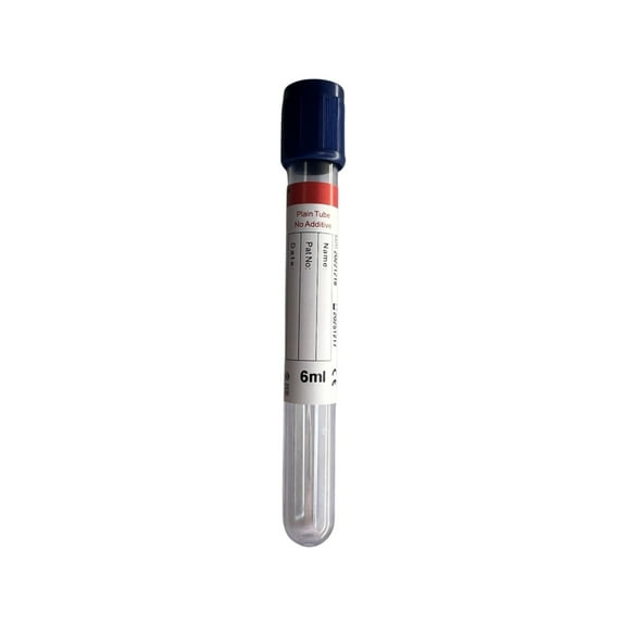 100 Tubes, Royal Blue Top, NO ADDITIVE 13x100mm, 6mL, PET