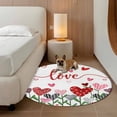 thumbnail image 3 of White Love, Round Area Rug 3.3 FT, Non Slip Small Entryway Kitchen Mat, Hppy Valentine's Day Geometric Leaves Washable Soft Circular Rug Non-Shedding Door Mat for Bathroom Playroom Kids Room, 3 of 9