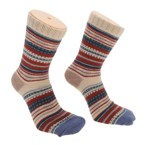 Unique Bargains 5 Pair Men's Retro Stripe Pattern Winter Warm Socks Assorted Color Polyester