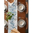 thumbnail image 2 of Table Runner Dresser Scarves 60 Inch Long, Spring Garden Blue Flower with Butterfly Linen Dining Table Runners Watercolor Floral and Marble Stone Tabletop Scarf for Wedding Holiday Party Kitchen, 2 of 7