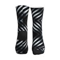 thumbnail image 2 of Men's Black Silver Stripe Novelty Athletic Socks Women's Digital Printing Funky Patterned Crew Socks, 2 of 7