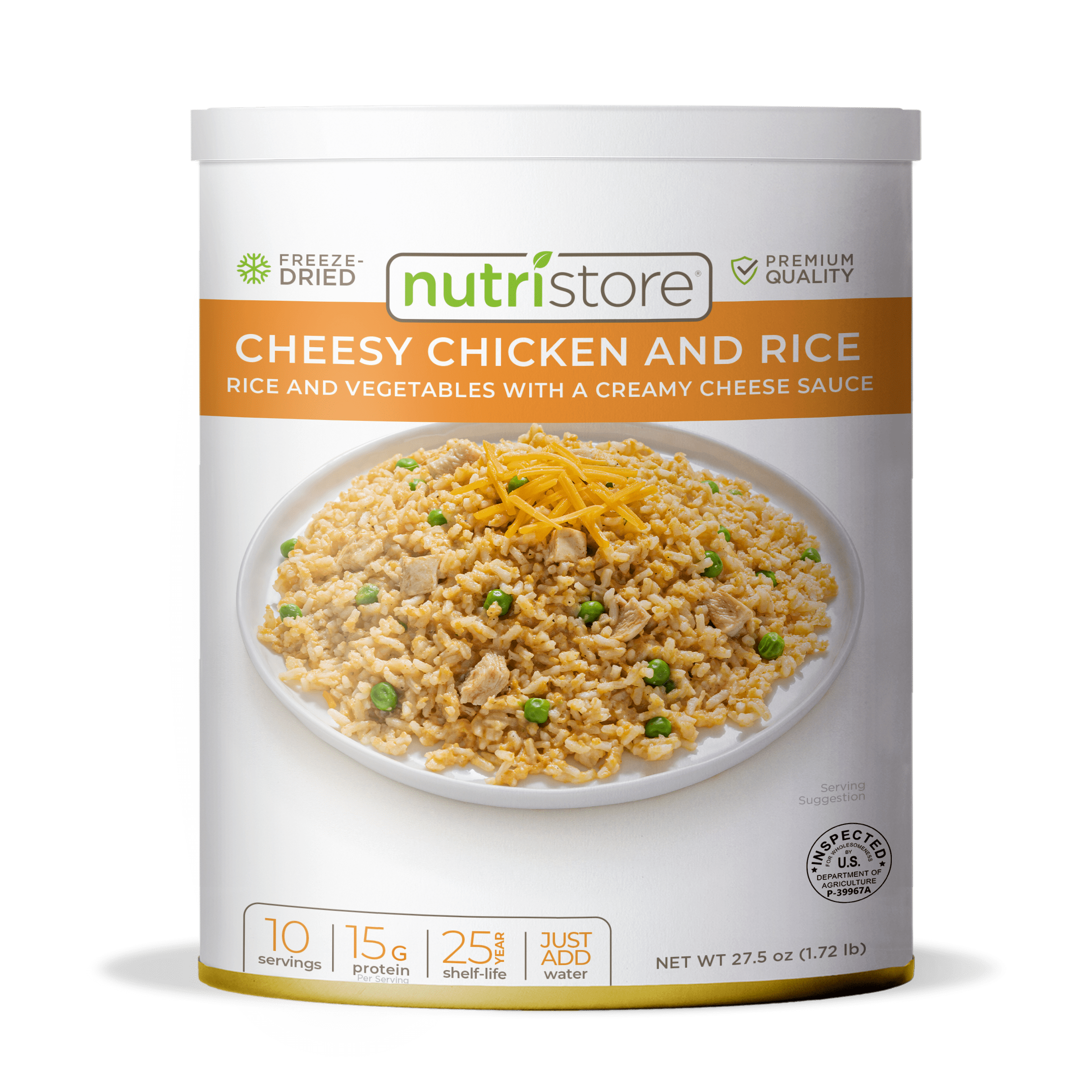 Nutristore FreezeDried Cheesy Chicken and Rice No. 10 Can