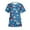 Blue, variant on Luxalzxs Scrubs for Women Fashion Plus Size Short Sleeve V-Neck Tops Working Uniform Christmas Print Blouse Tops with Pocket