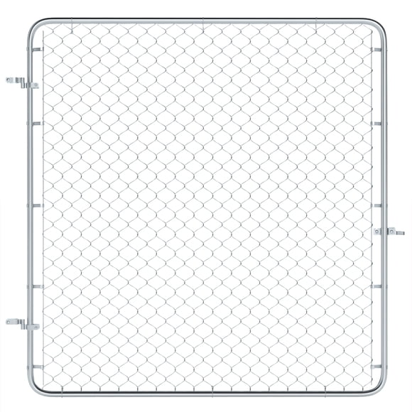 Outsunny Chain Link Fence Gate, Galvanized Steel Garden Gate, Silver