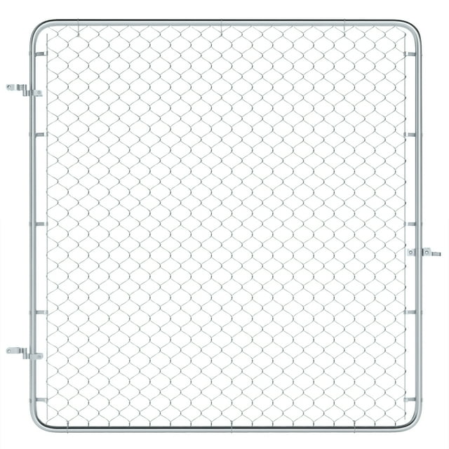 Outsunny Chain Link Fence Gate, Galvanized Steel Garden Gate, Silver