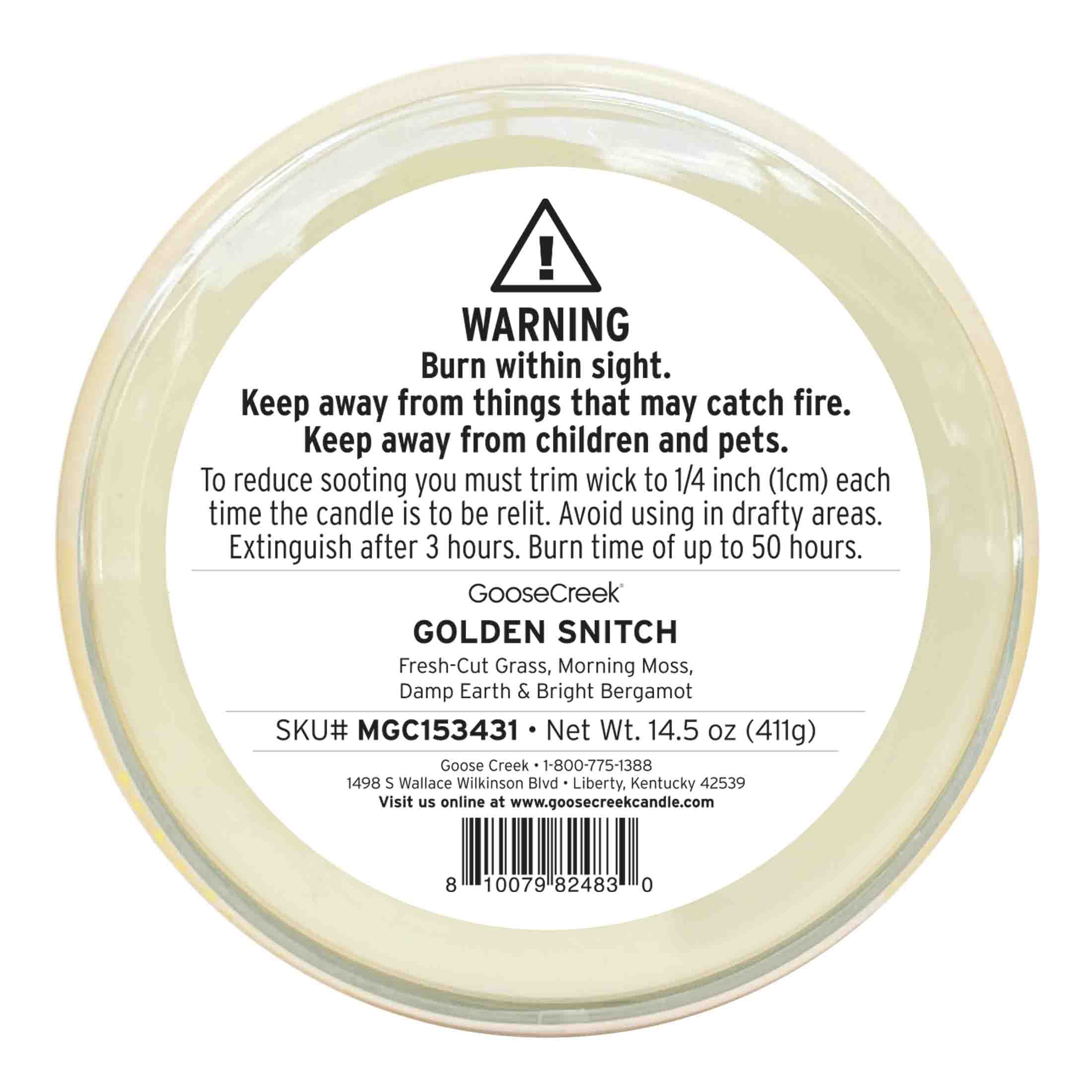 Goose Creek Harry Potter Golden Snitch 3-wick Crackling Fresh-Cut Grass, Morning Moss, Damp Earth & Bright Bergamot Scented Jar Candle, 14.5oz