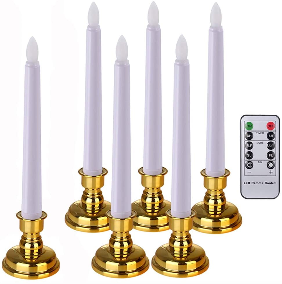 Battery Operated Taper Candles With Timer Remote Pchero 7 9 Inch Flameless Tapered Candles Dripless Flickering Led Candlesticks For Home Indoor Table Windows Holiday Valentines Decorations Walmart Com Walmart Com