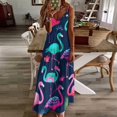 thumbnail image 3 of Flamingo Pattern Sleeveless Dress Woman Fashion Long Dresses Women's Summer Suit Dress Summer 2025 Women, 3 of 7