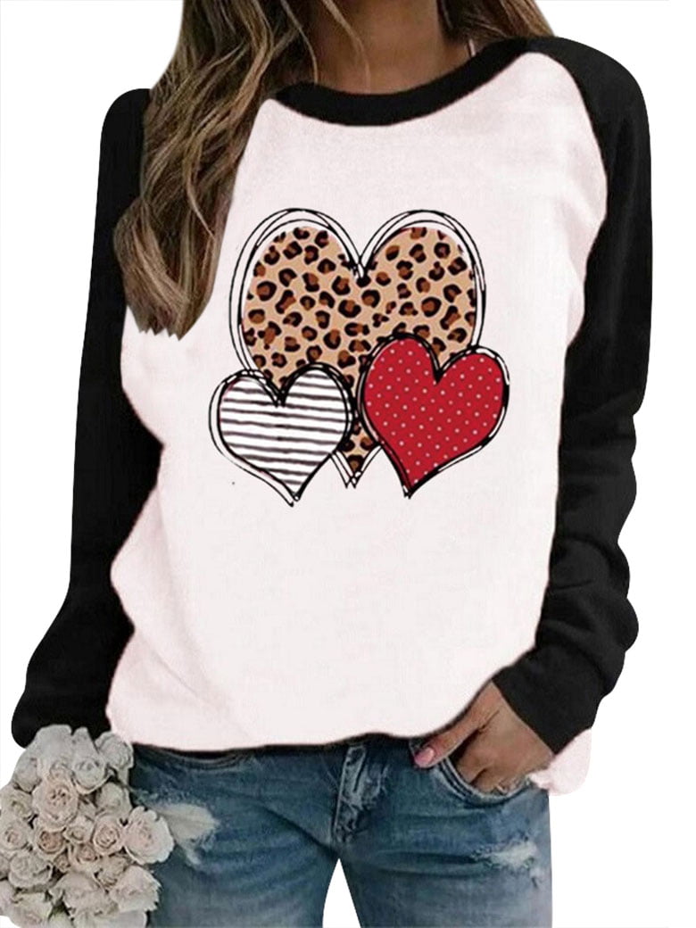 iBelly Womens Sweatshirt Dog Mom Fashionable Heart-Shaped Sweatshirt Printing Pattern Female Long Sleeve Casual Sweatshirt