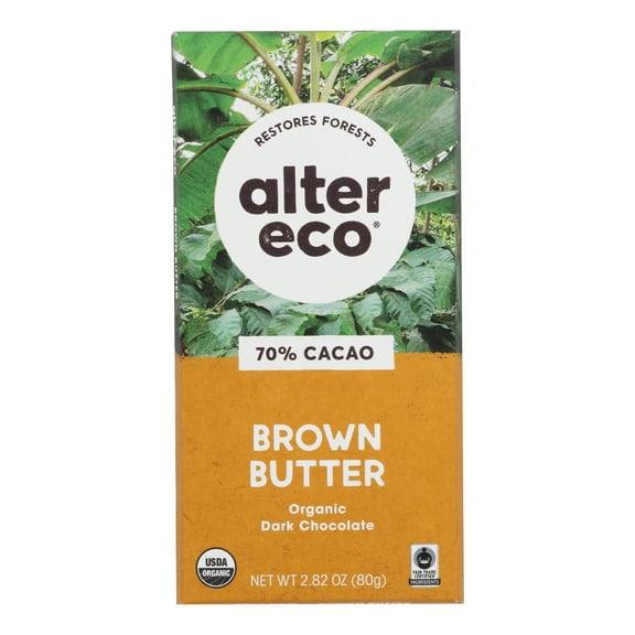 Alter Eco Dark Salted Brown Butter Organic Chocolate Bar, 2.82 Oz