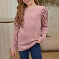 thumbnail image 2 of KAUOD Girls Long Sleeve Shirts Tops Plain Crew Neck Soft Blouse Teen Kids Cute Comfy Casual Tops Clothes Pullover Tops, 2 of 9