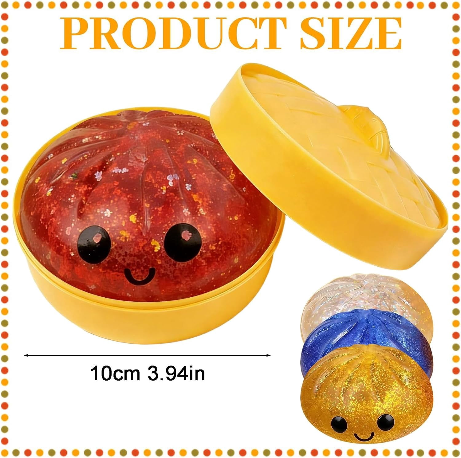 Esterze Dumpling Squishy, Glitter Dumpling Stress Relief Charms, Soft Decompression Squeeze Dough, Cute Steamed Bun