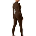 thumbnail image 3 of Women Winter Tight Jumpsuit Sport Yoga Workout Ribbed Zipper Long Sleeve Dance Training Fitness Yoga Suit, 3 of 4